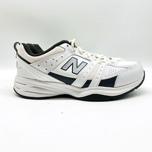 New Balance Shoes Mens 9 Wide White Blue Leather Casual Walking Sneakers